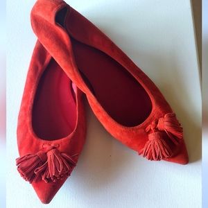 J. Crew Lottie Tassel Flats Suede - Ripe Papaya - Size 9.5